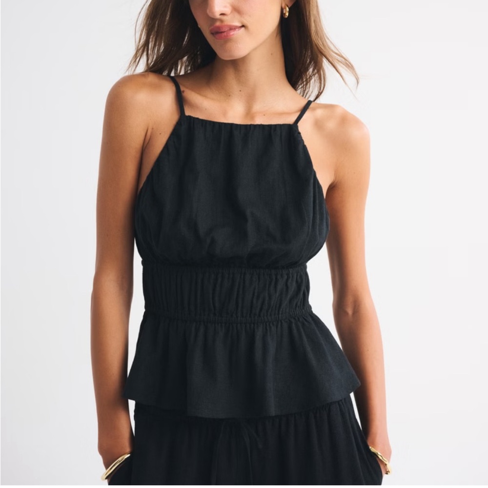 Abercrombie & Fitch Black Smocked Halter Top